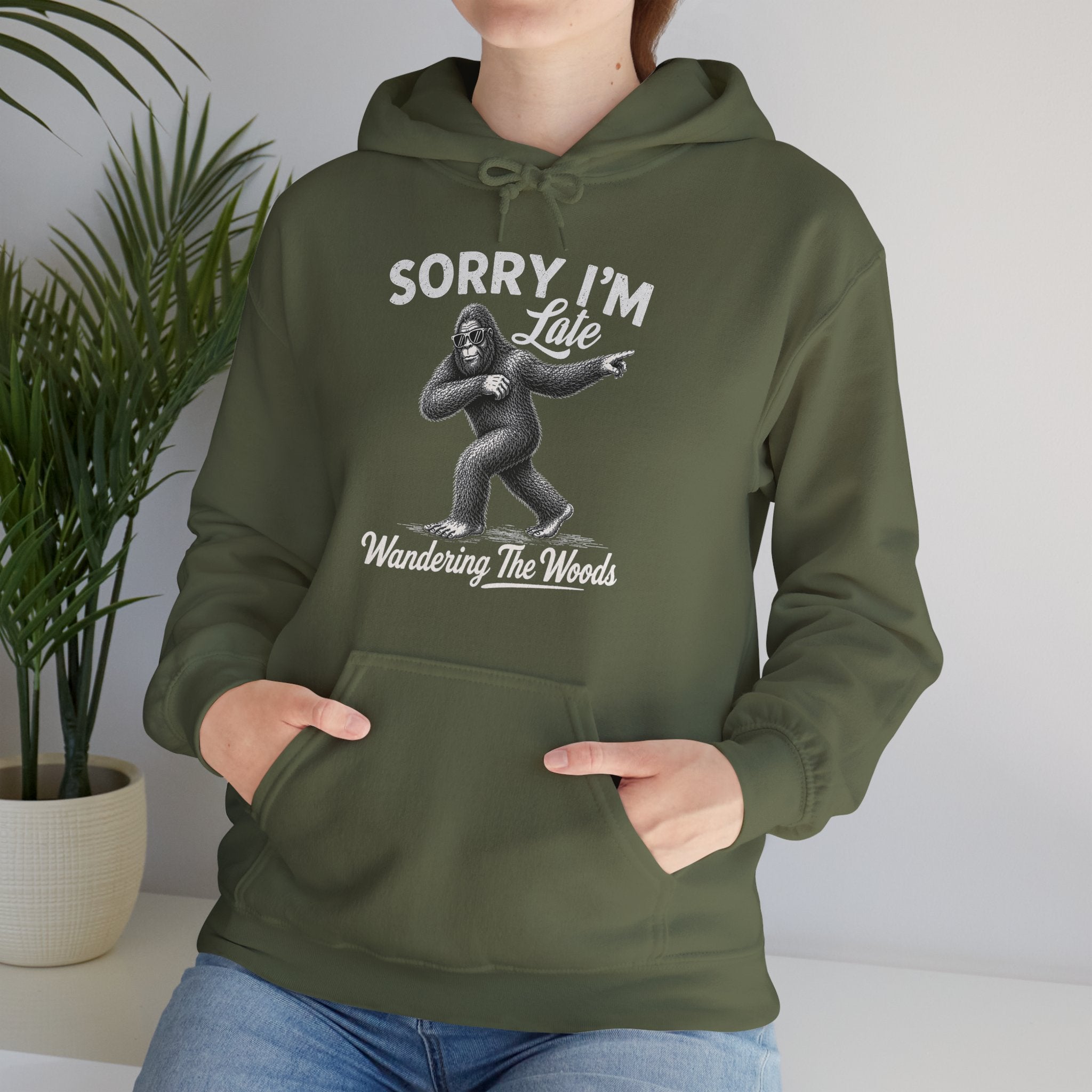 Sorry I'm Late Bigfoot Hoodie – Wandering The Woods Vintage Sasquatch