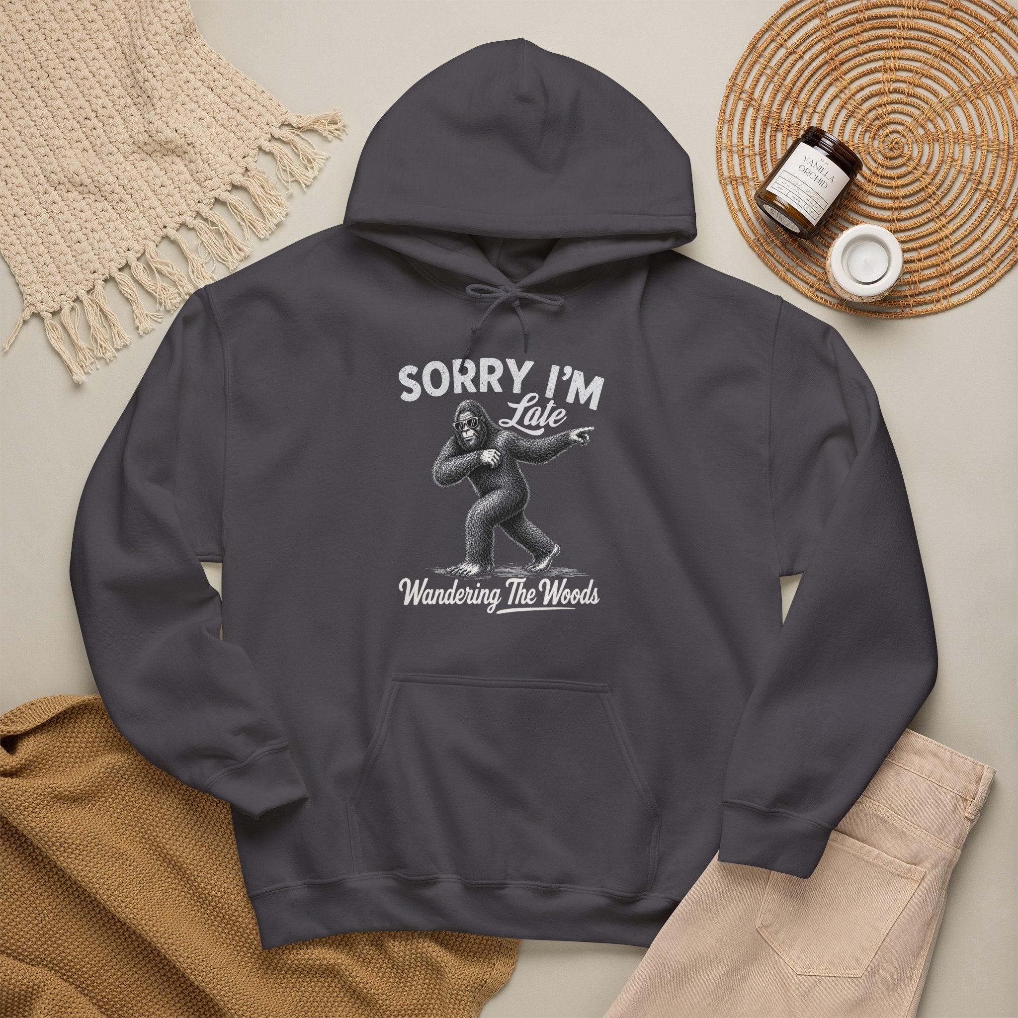 Sorry I'm Late Bigfoot Hoodie – Wandering The Woods Vintage Sasquatch