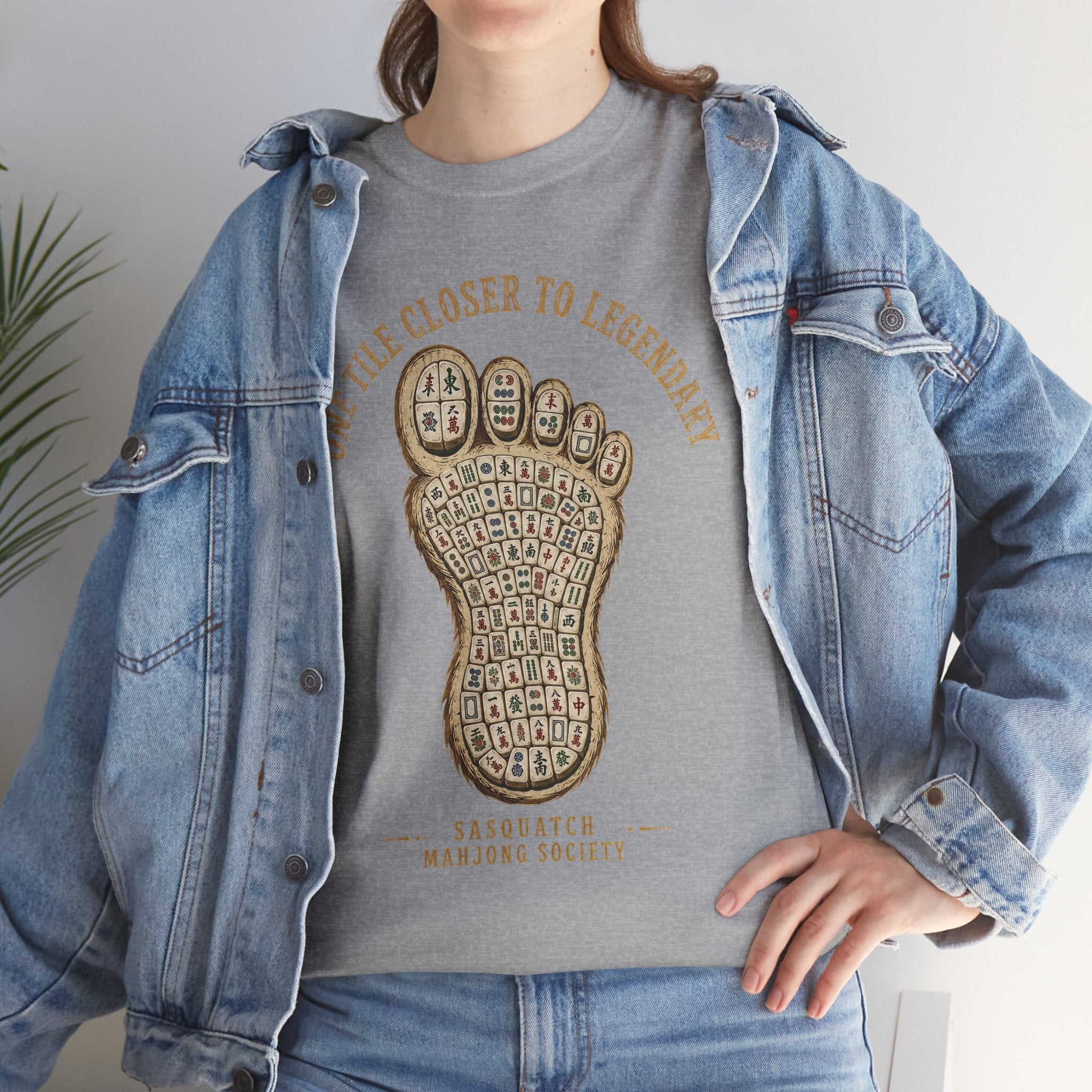 Squatch Footprint Tile - Vintage Bigfoot Mahjong T-Shirt